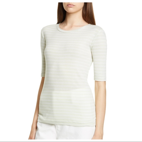 NEW VINCE STRIPED COTTON CREW NECK TEE - Picture 3 of 9